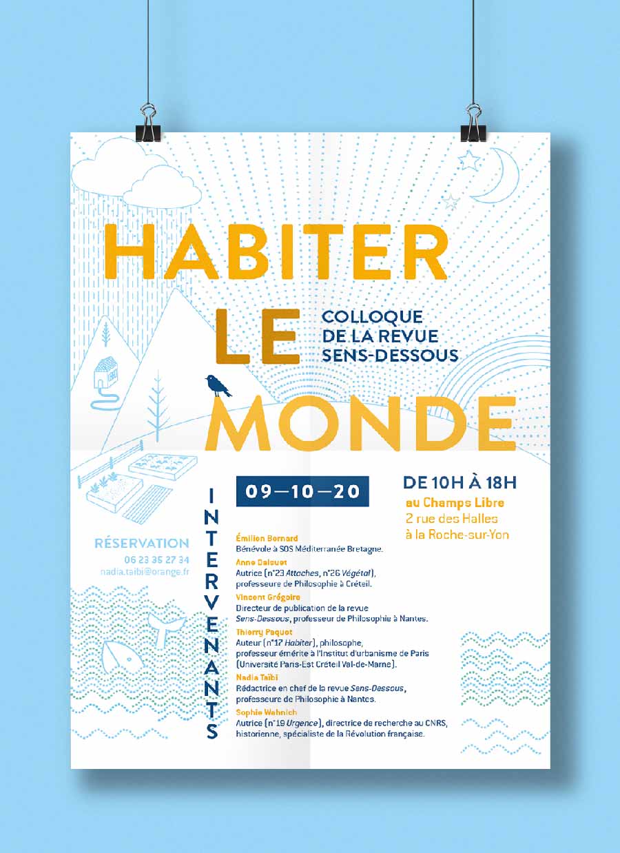 mockup affiche - Association Paroles - revue Sens-dessous colloque "Habiter le monde"